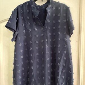 Navy blue, feminine short-sleeve blouse